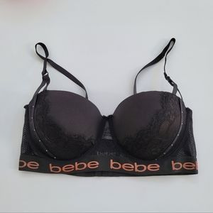 (#134) Bebe Black Underwire Push-up Studded Bras Size 34DD